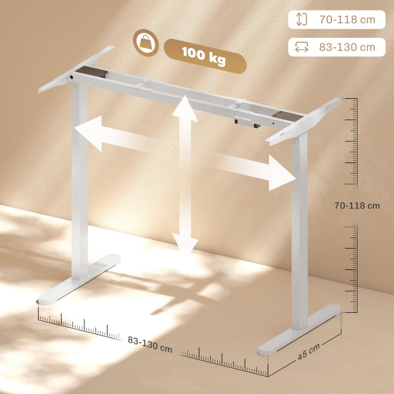 Desk Frame Electric, Adjustable with 2 Motors, 3 Memory, White