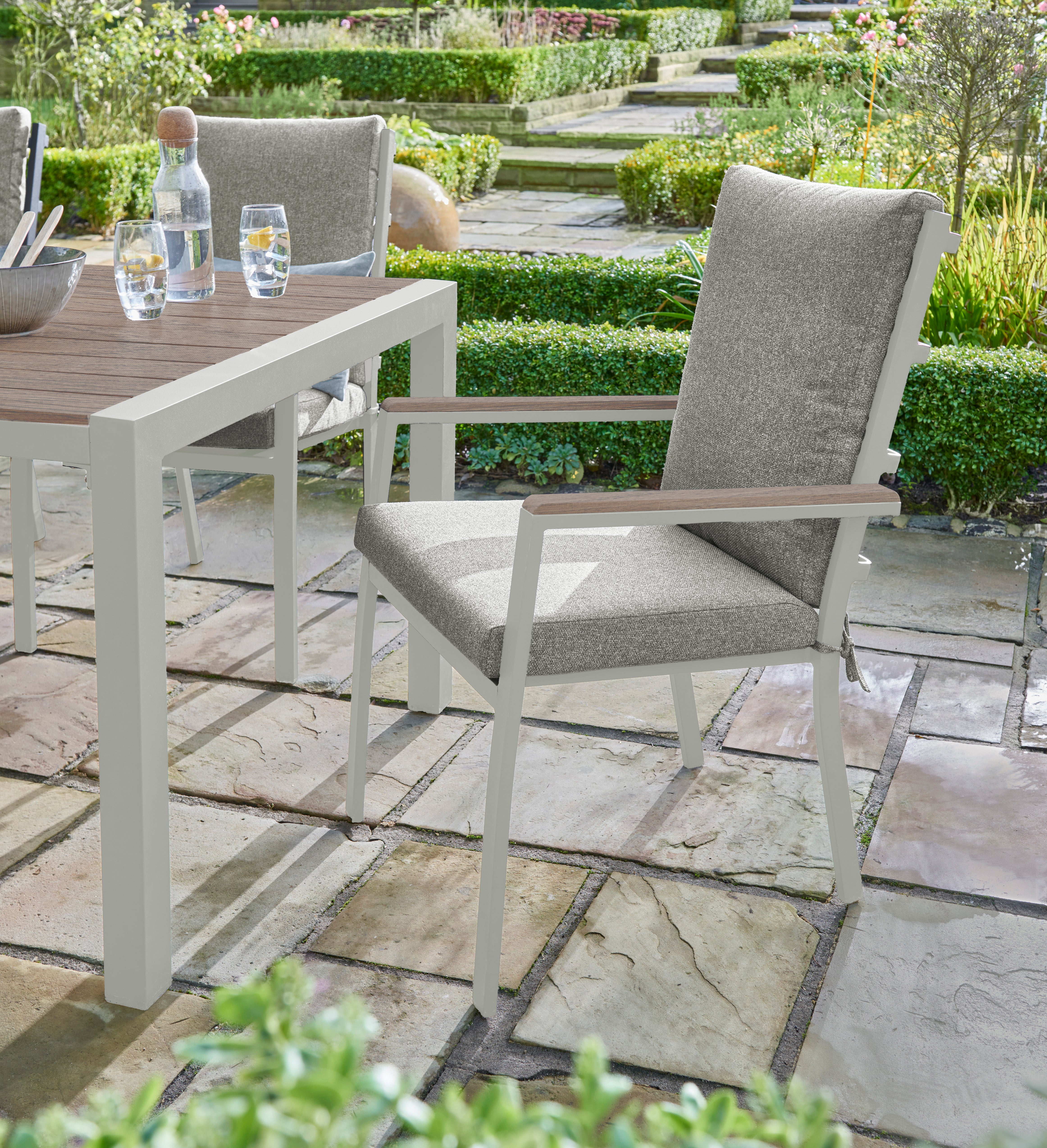 Easton - 6 Seater Dining Set with Polywood Tabletop (Beige)