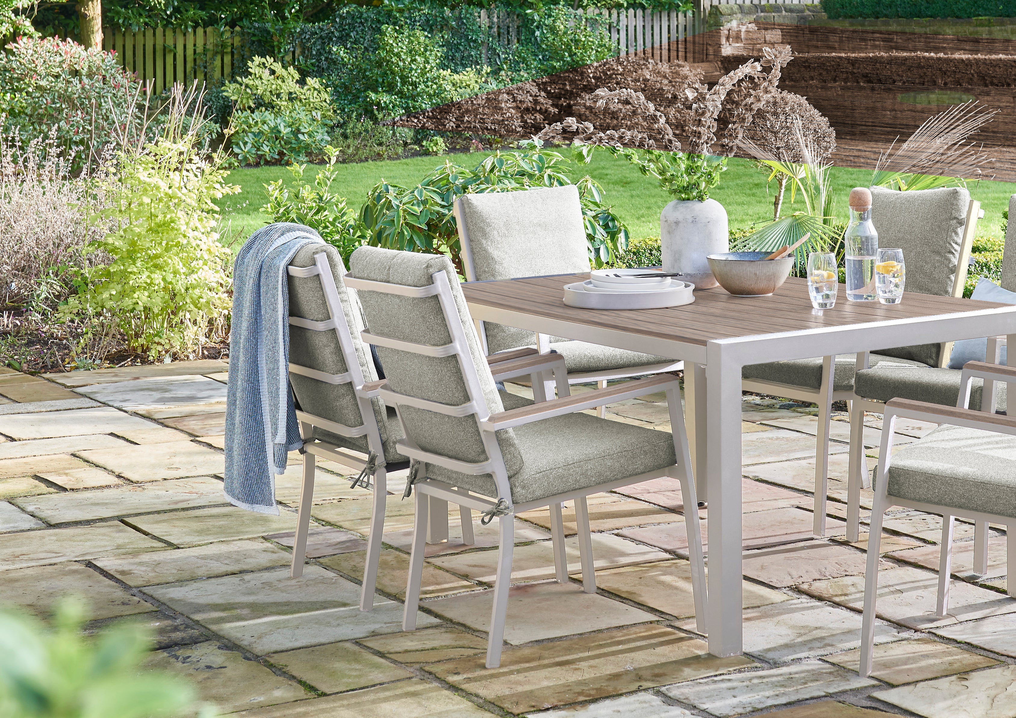 Easton - 6 Seater Dining Set with Polywood Tabletop (Beige)