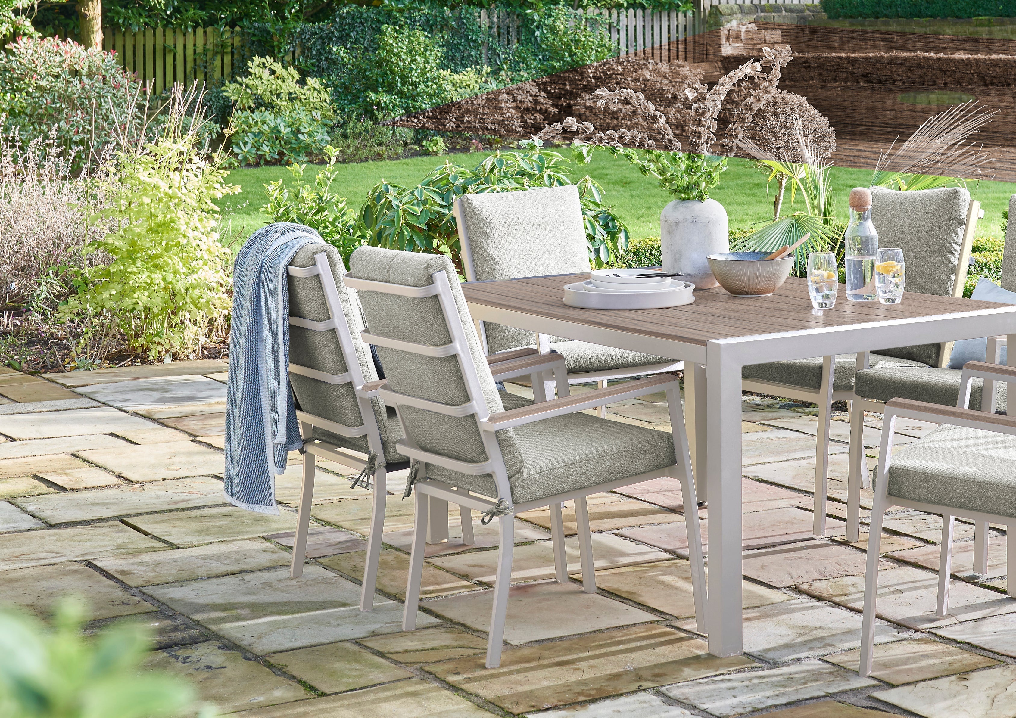 Easton - 6 Seater Dining Set with Polywood Tabletop (Beige)