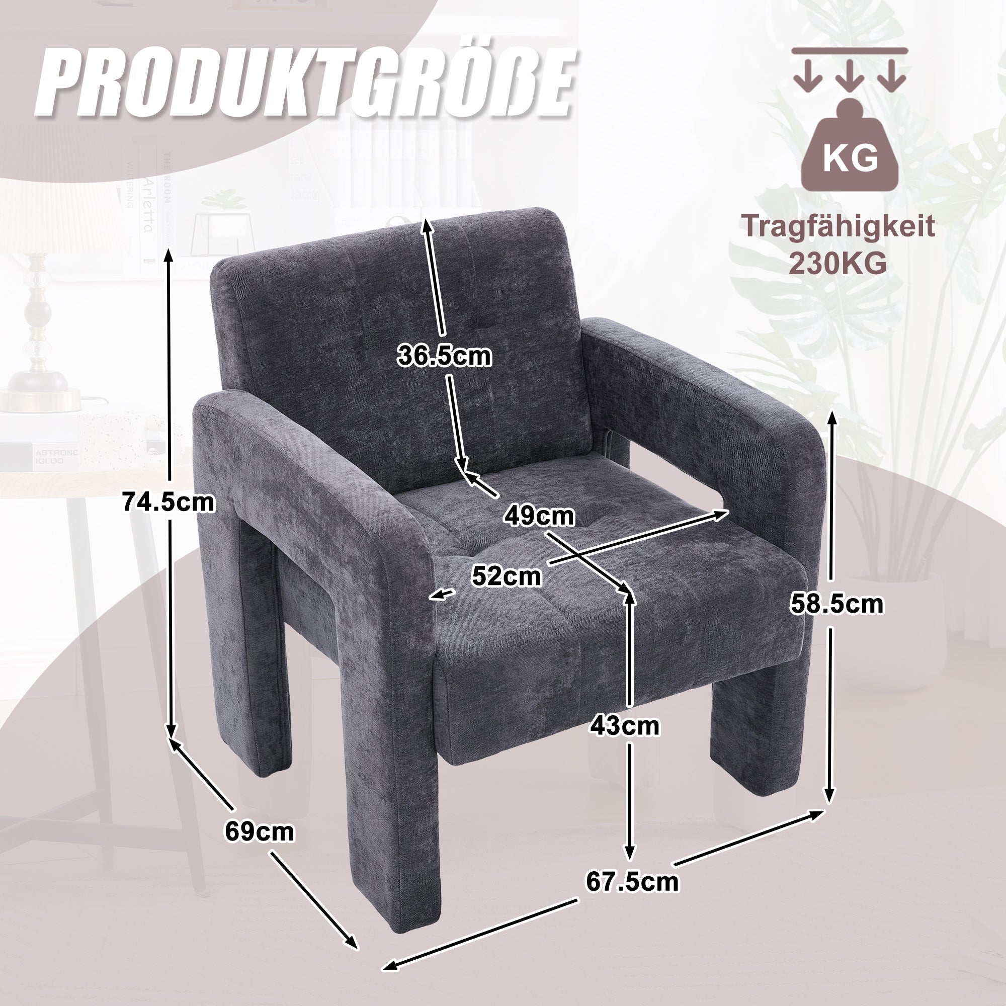 Single Armchair Modern Minimalist Padded Nordic Style - Upholstered