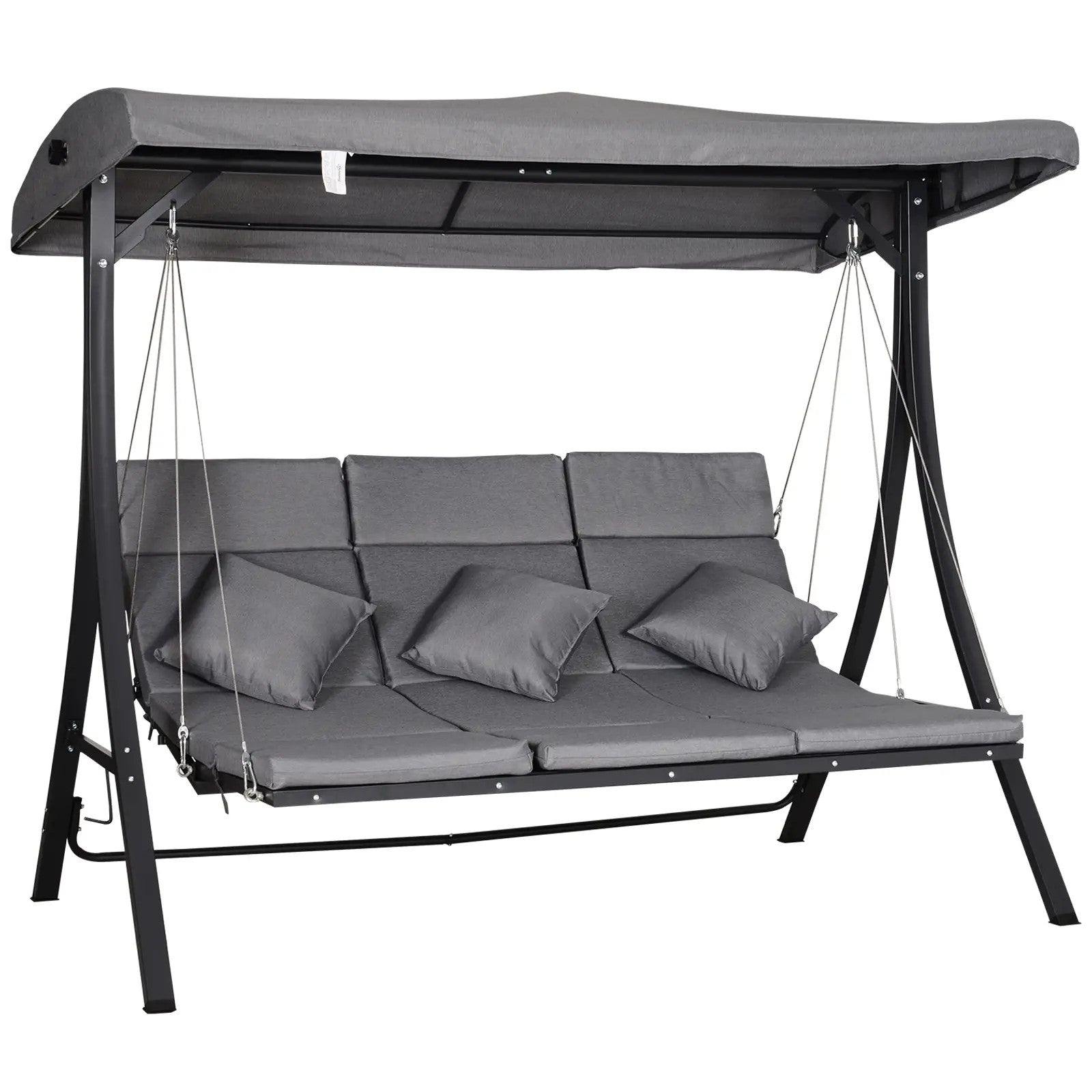 Hollywood Swing 3-Seater, Adjustable Sunshade Cushions, 270 kg Load Capacity
