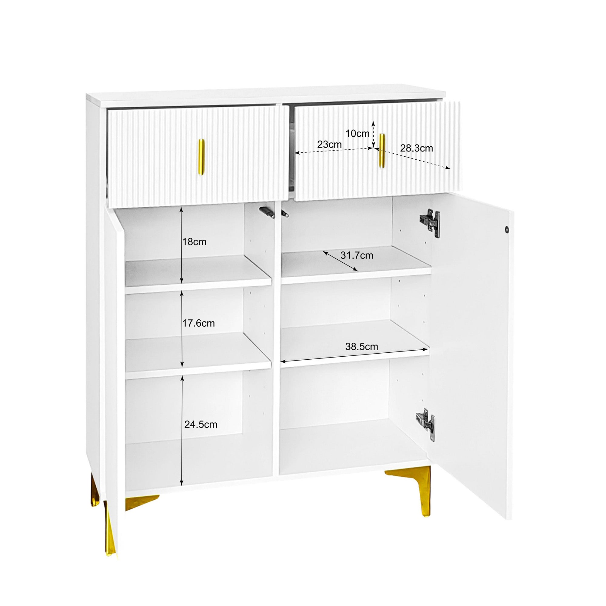 Wardrobe Set with Shoe Bench, Cushions, Hooks, Drawers, and Doors, White