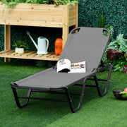 Sun Lounger 5-Level Aluminum Garden Lounger Texteline Grey/Black