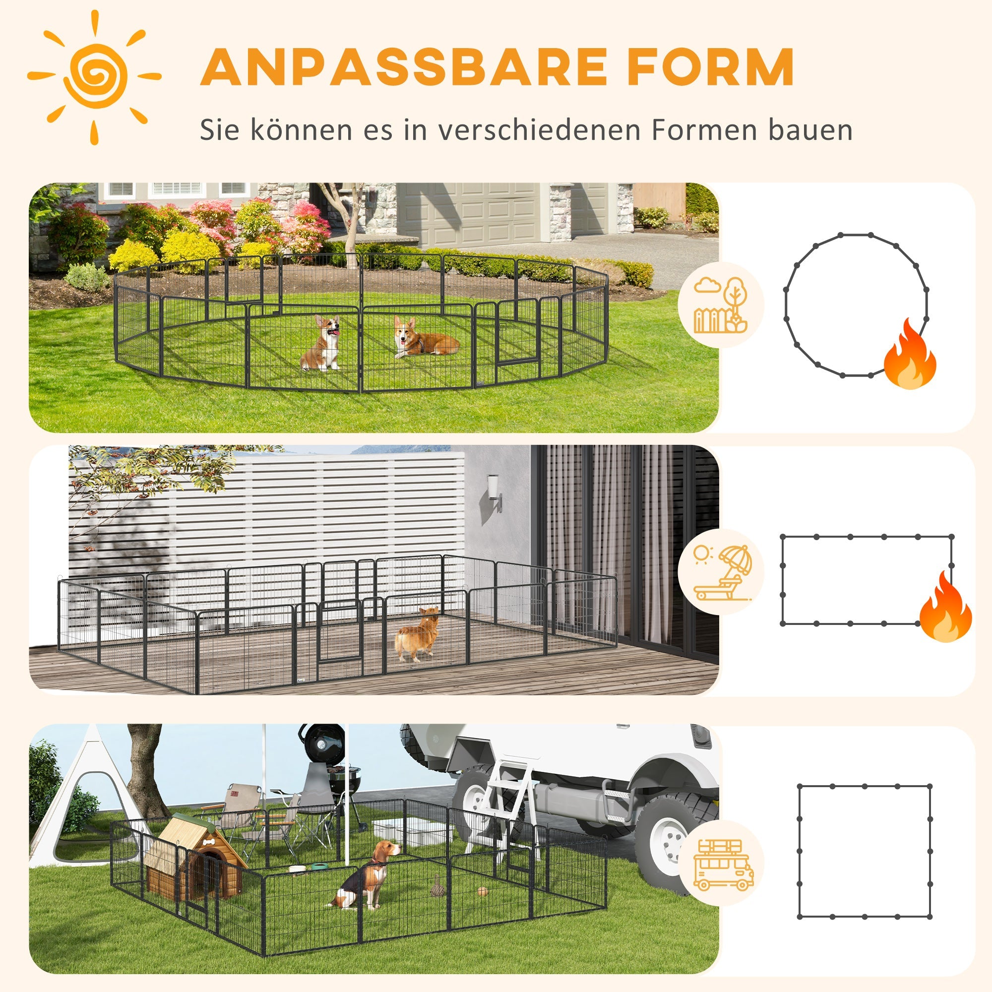 Puppy Playpen, 60cm 16 Sections 2 Doors, Steel
