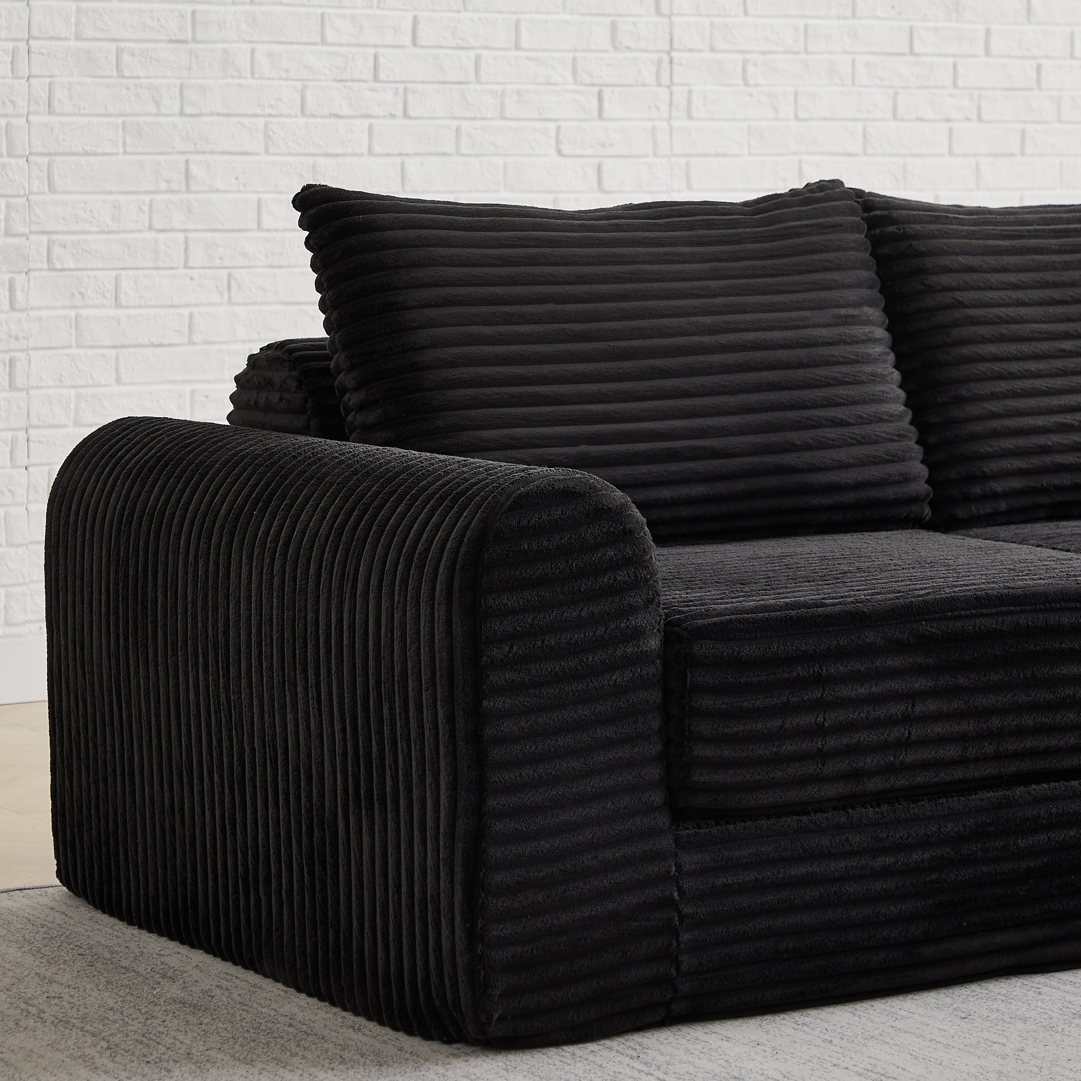 2-in-1 Sofa Bed with Two Pillows and Removable Footstool, Corduroy