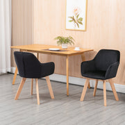 Küchenstühle, 2er-Set ergonomisch mit Armlehnen, Polyester Holz, Schwarz