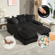 GOMYWAY Chaise Lounge Sofa Sleeper Chair with 3 Throw Pillows, Black Corduroy