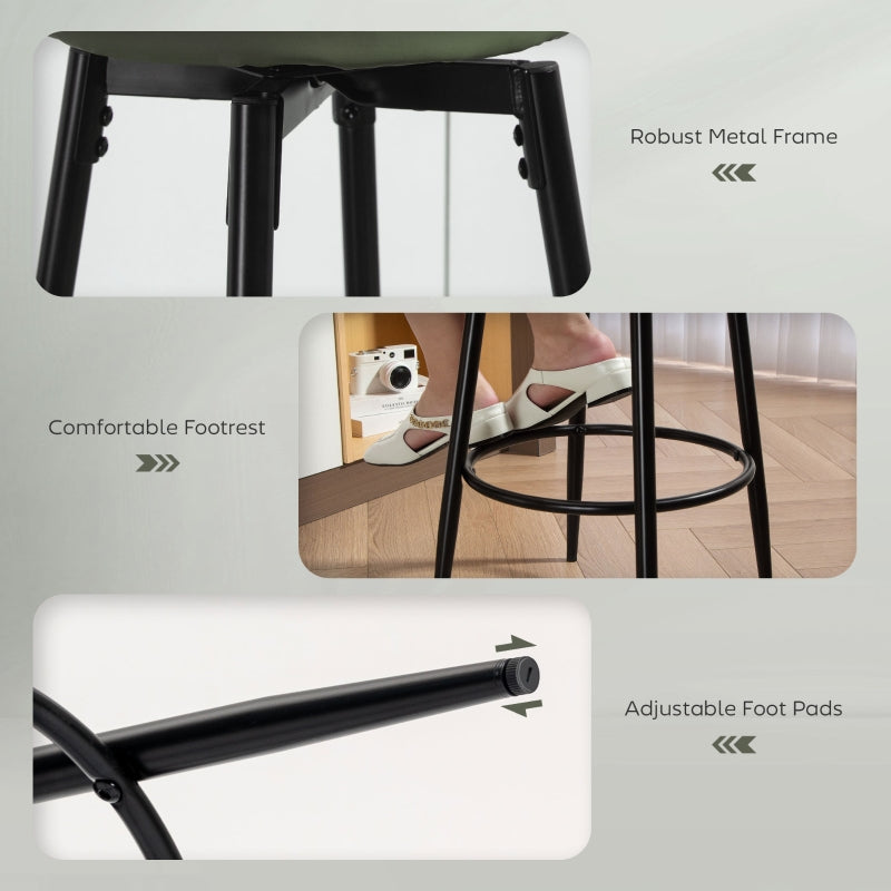 Set of Two Bar Stools Faux Leather Green/Black