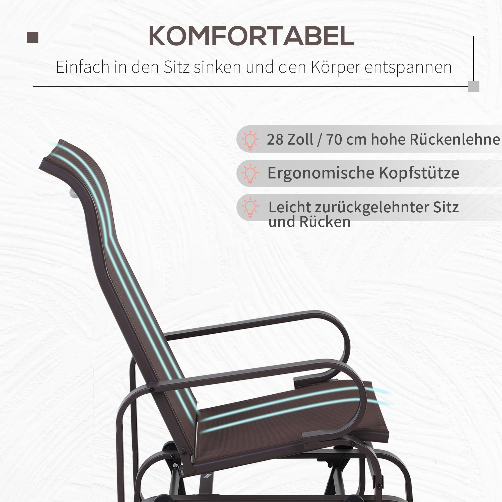Rocking Chair Garden Relax Chair Metal Swing 60x75x104 cm Texteline