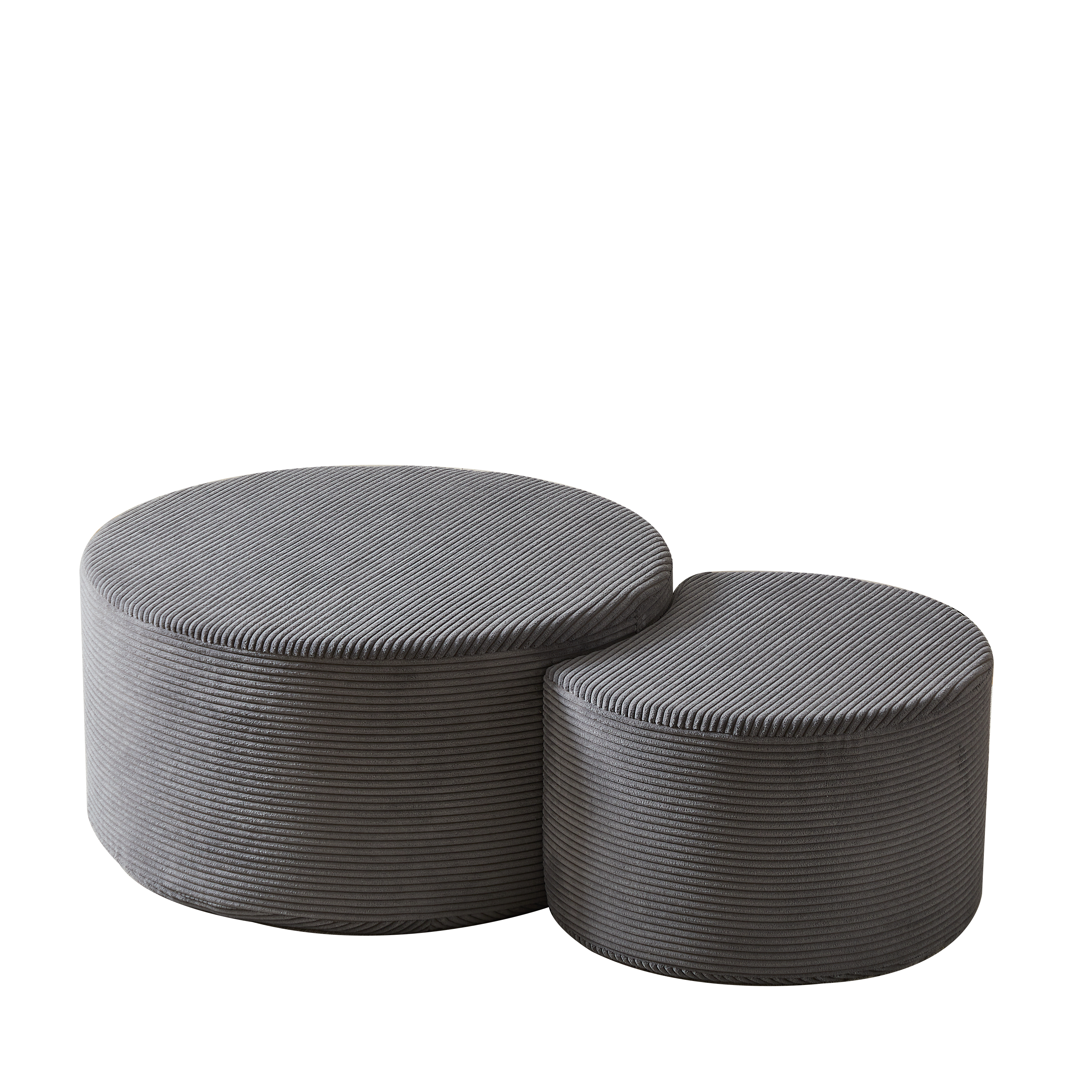 Coffee Table Set, 2-Piece Upholstered Round Foam