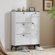 Shoe cabinet with 3 flaps, 1 drawer, 1 door, white