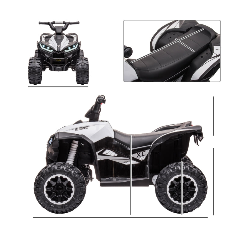 Children's Quad Electric Car, 6 km/h, Sound and Light, Black and White