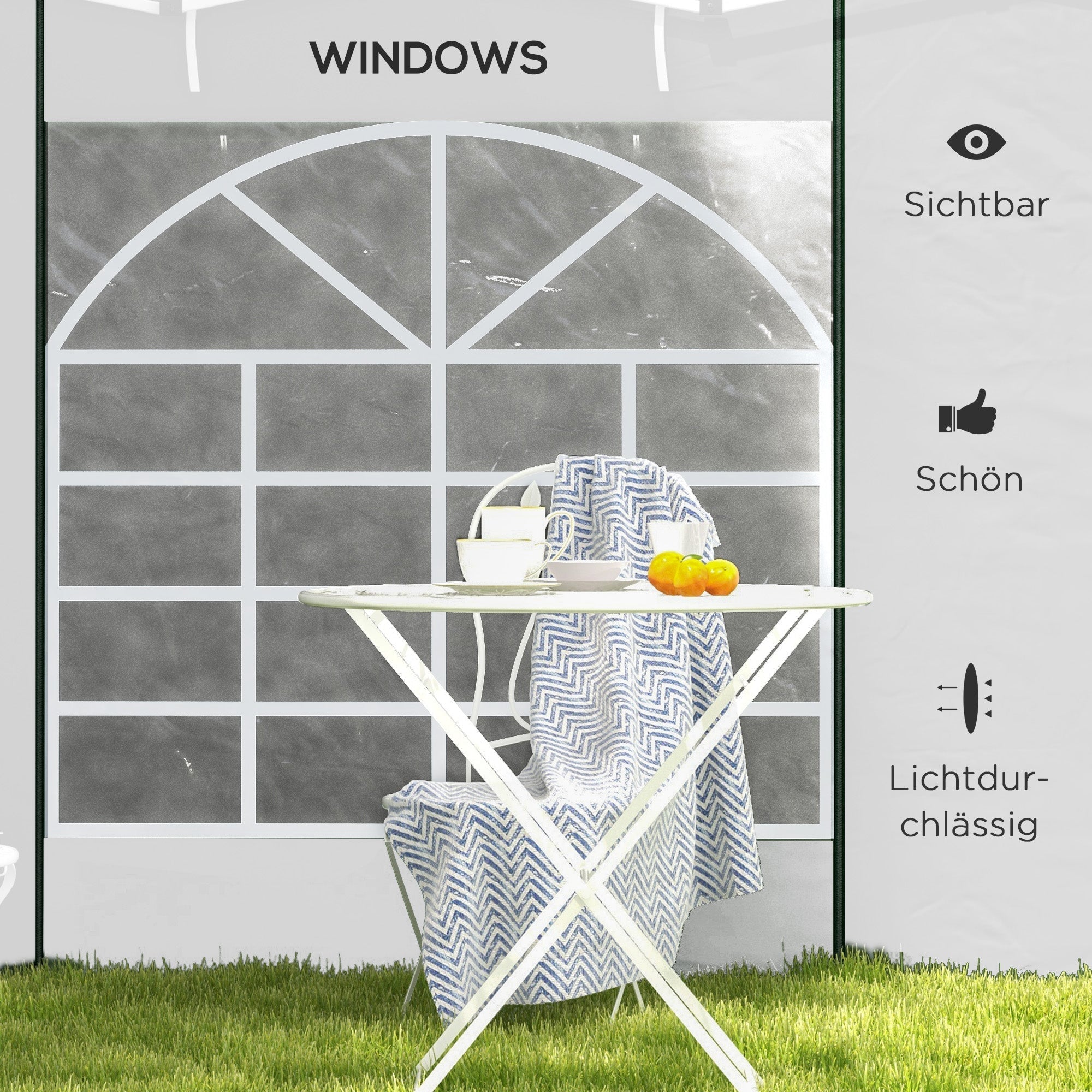Pavilion Side Panels, Set of 2, Window & Door, Oxford, White