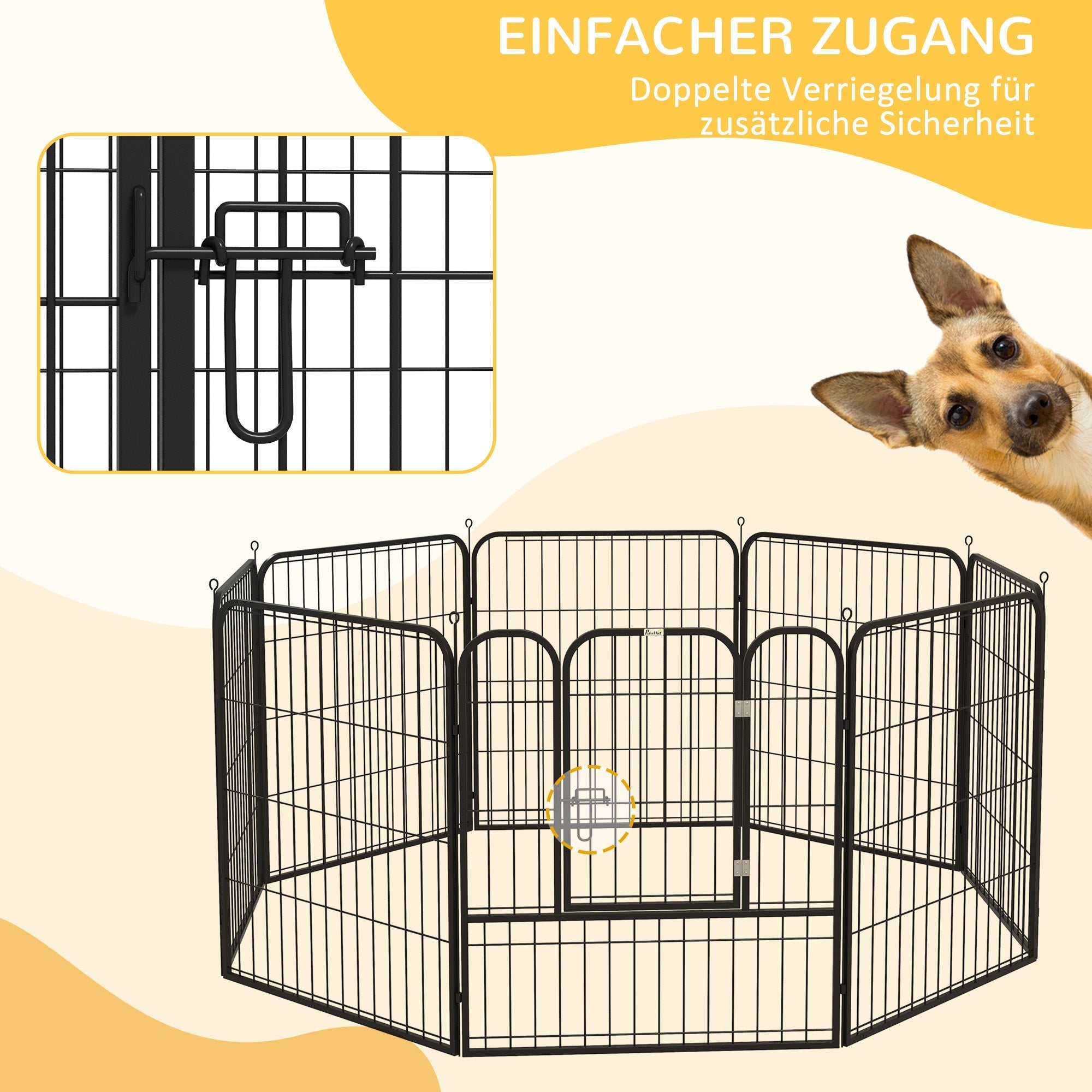 Puppy Run, Outdoor Enclosure, Customizable, Metal Black
