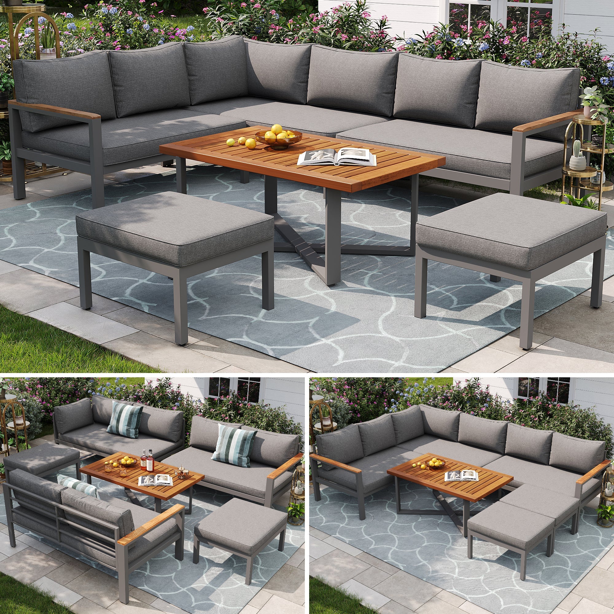 Garden Lounge Set 7-8 Seater Weatherproof - Galvanized Iron Frame