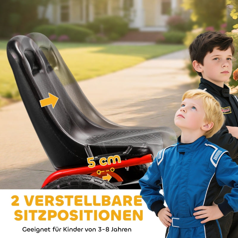 Pedal Go-Kart for Children with Adjustable Seat and EVA Wheels, Red