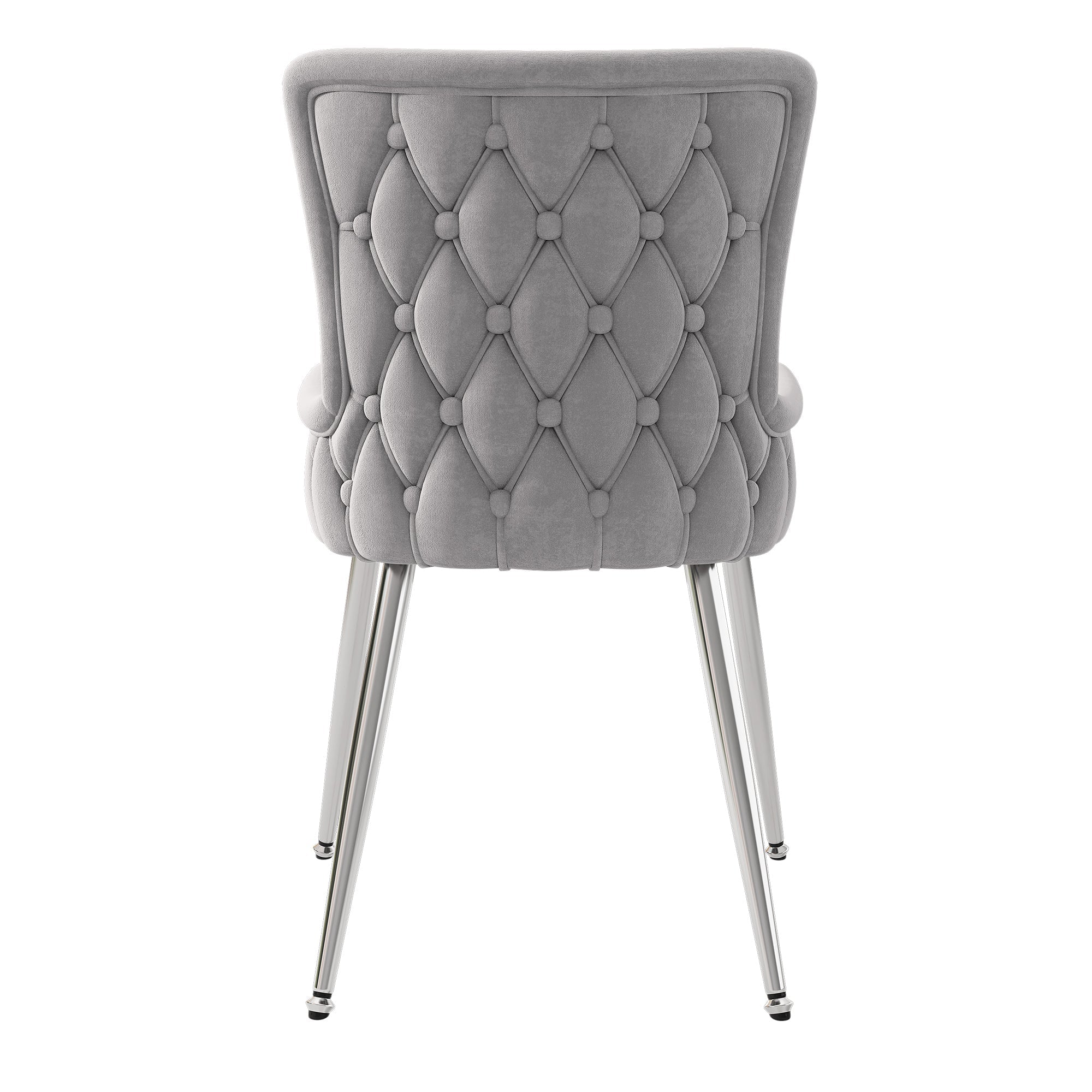 Velvet Dining Chair Set of 2, Luxurious Lounge Chair with Silver Metal Legs, Grey Velvet