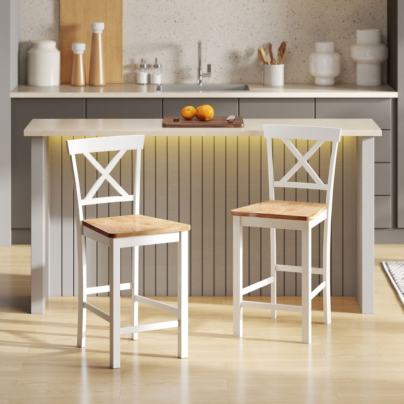 Kitchen Chairs, Curved Slatted Back, Rubberwood White