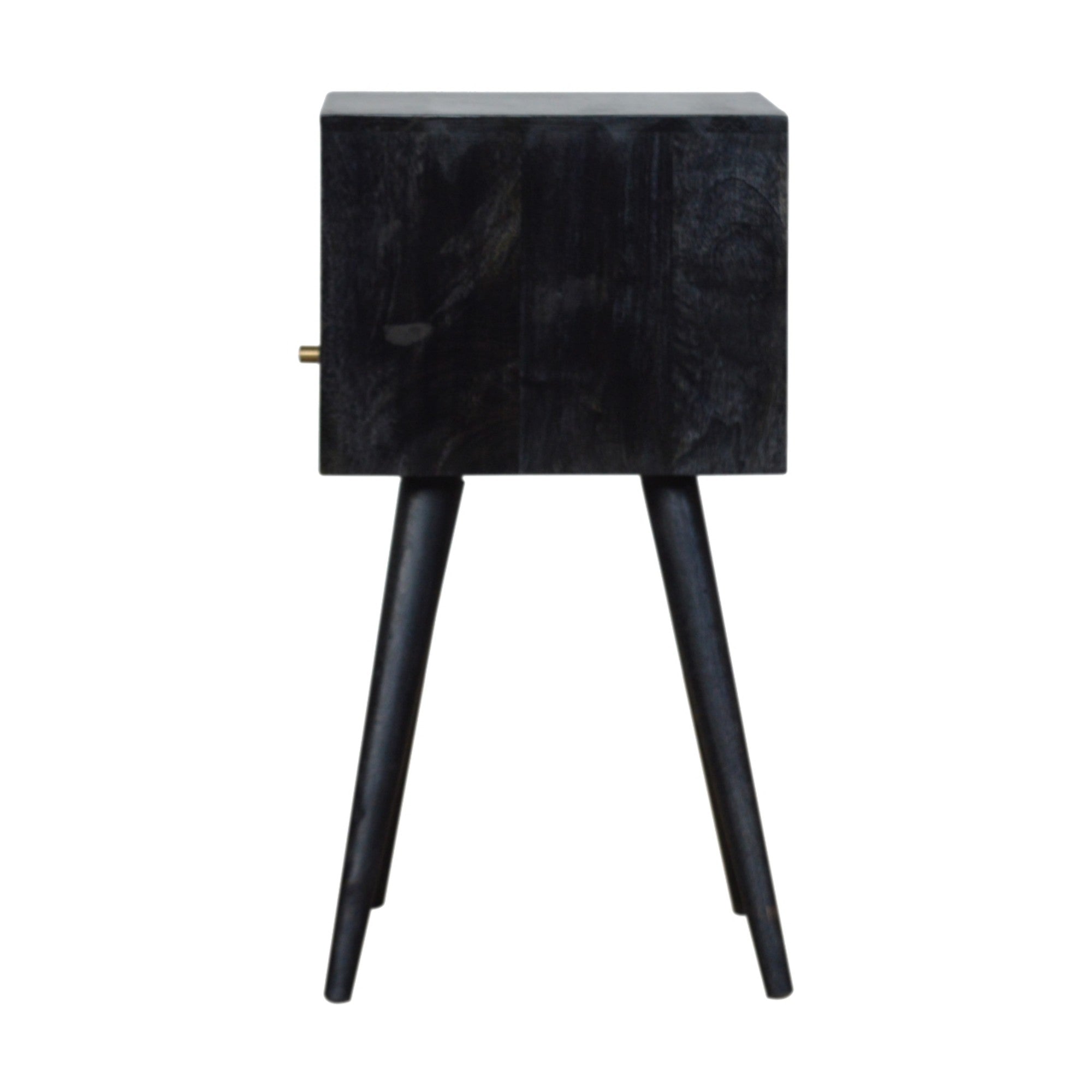 Solid Wood Mini Bedside, 1 Drawer 1 Slot, Ash Black