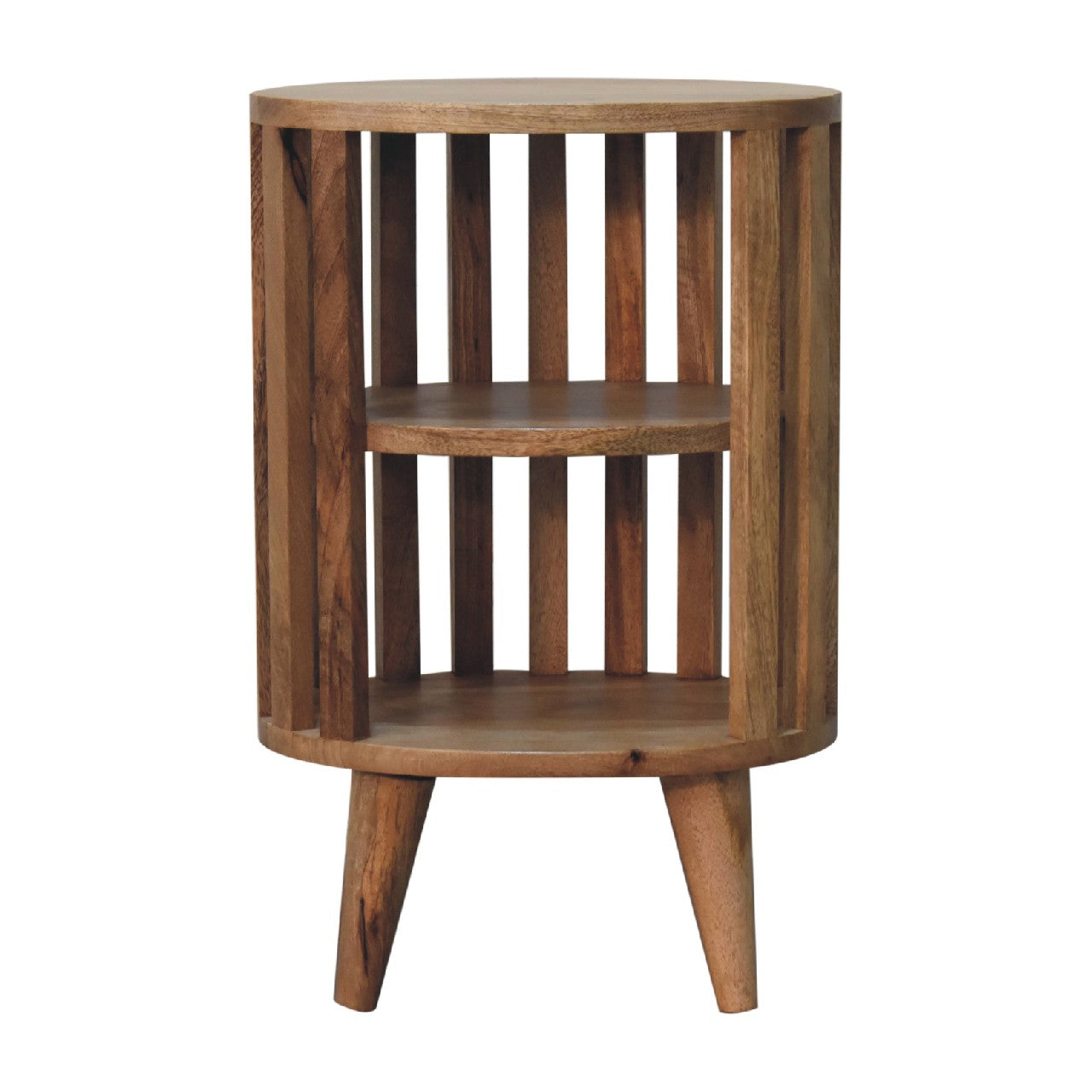 Solid Wood Ariella Double Shelf Nightstand, Brown