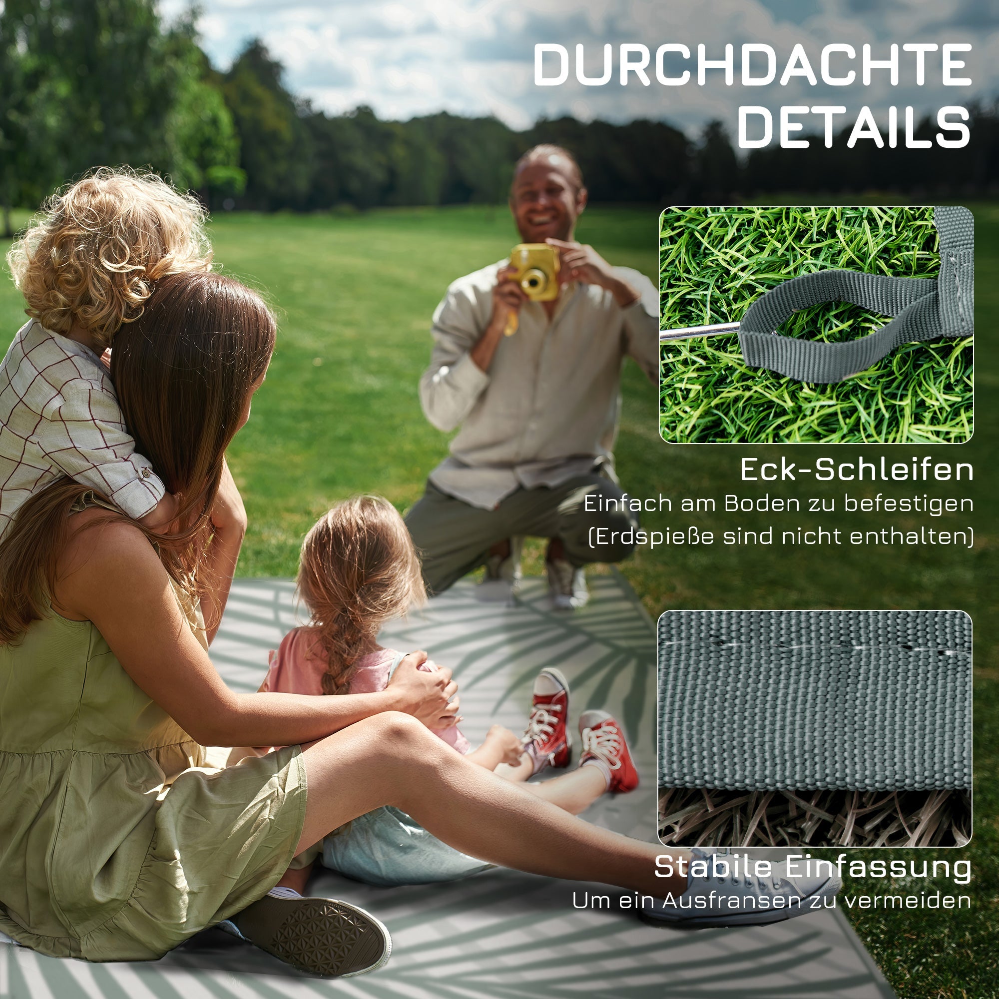 Outdoor Rug Reversible Water-Repellent 365x274cm with Carrying Bag, Green