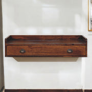 Belmont Wall-Mounted Console Shelf 1 Drawer Solid Wood Dark Brown