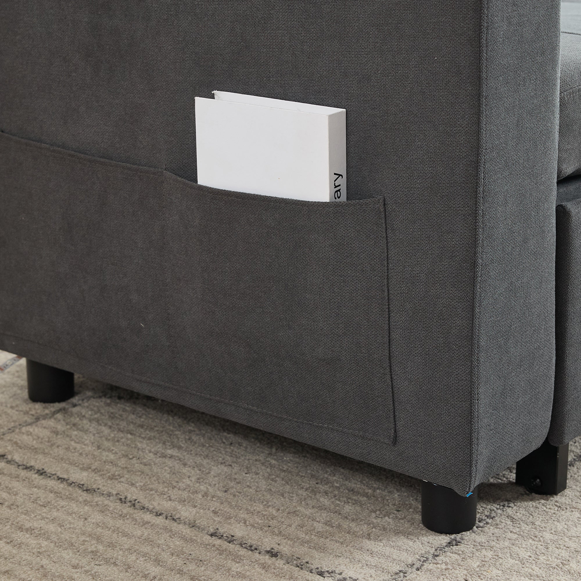 Treviso L-Shaped Sofa Bed with LED Lighting and Storage, Grey