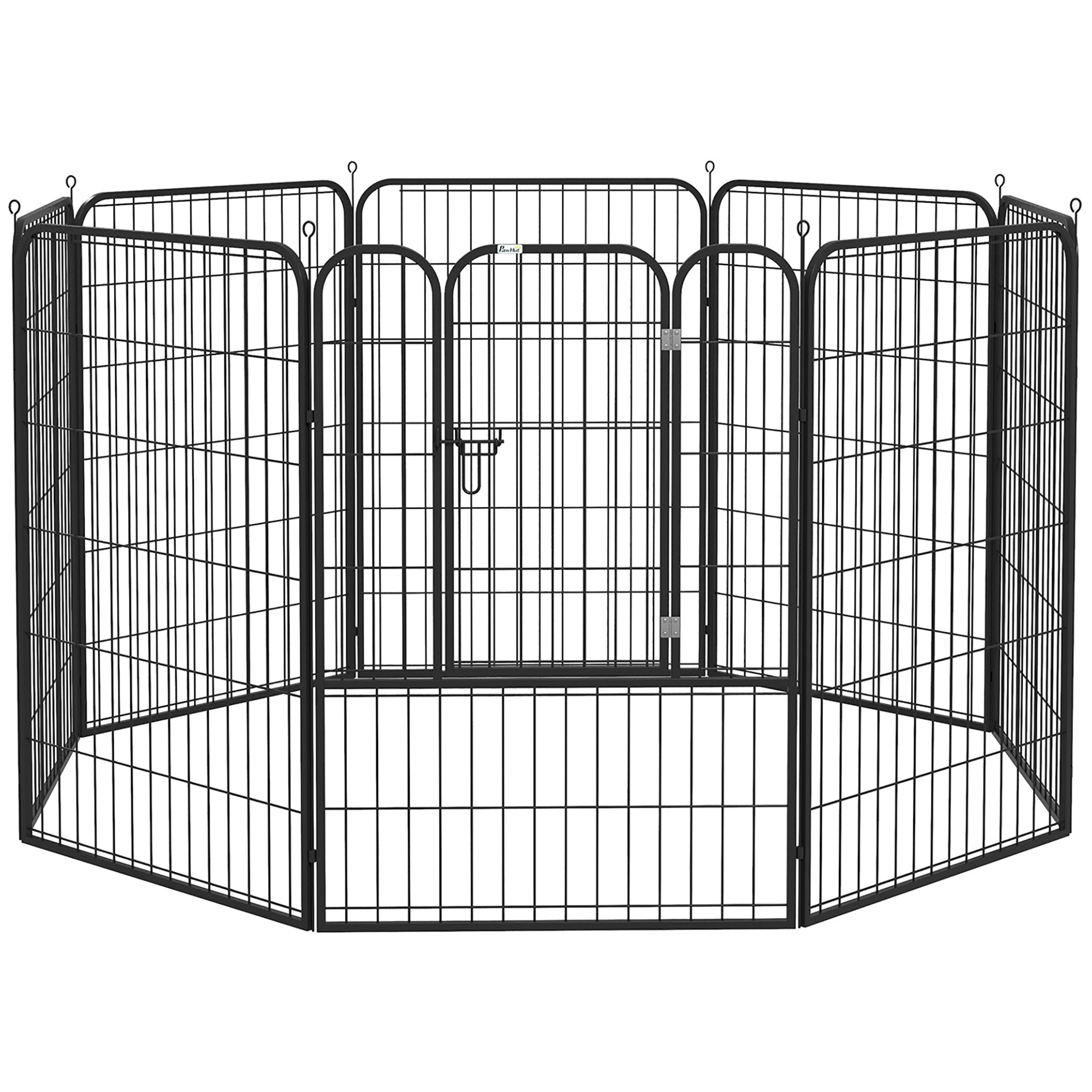 Puppy Playpen, Outdoor Enclosure, with Door, Metal Black