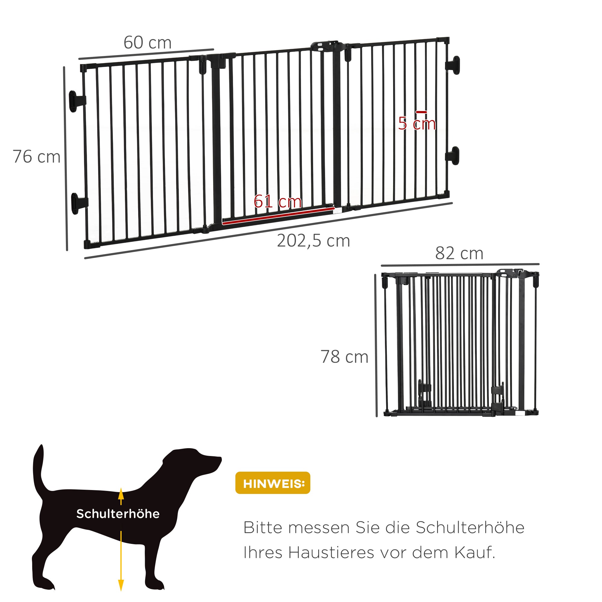 Dog Barrier, Automatic Door, Adjustable, Foldable, 3 Panels, Metal