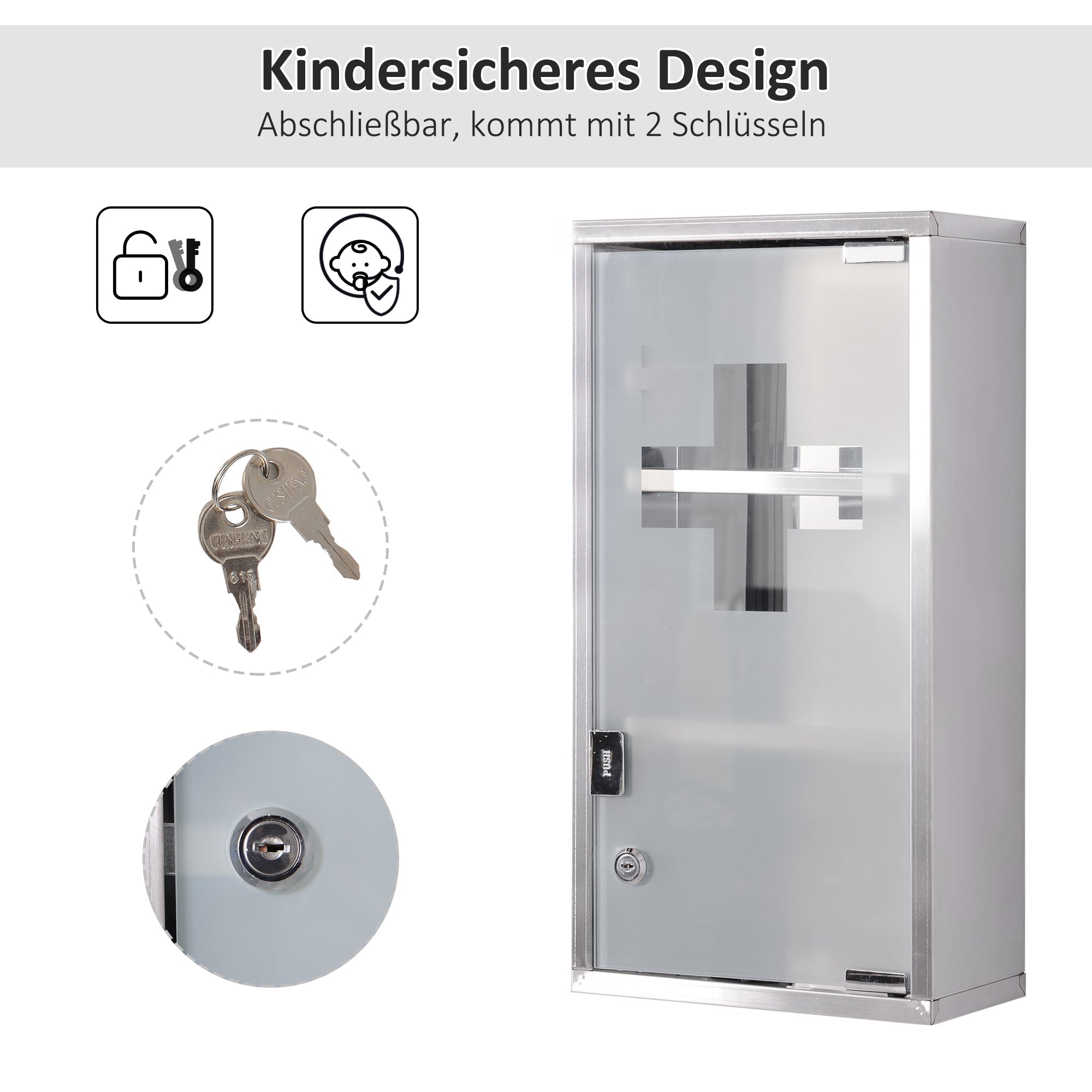 Medicine Cabinet 3 Compartments Home Pharmacy 25x12x48cm Stainless Steel