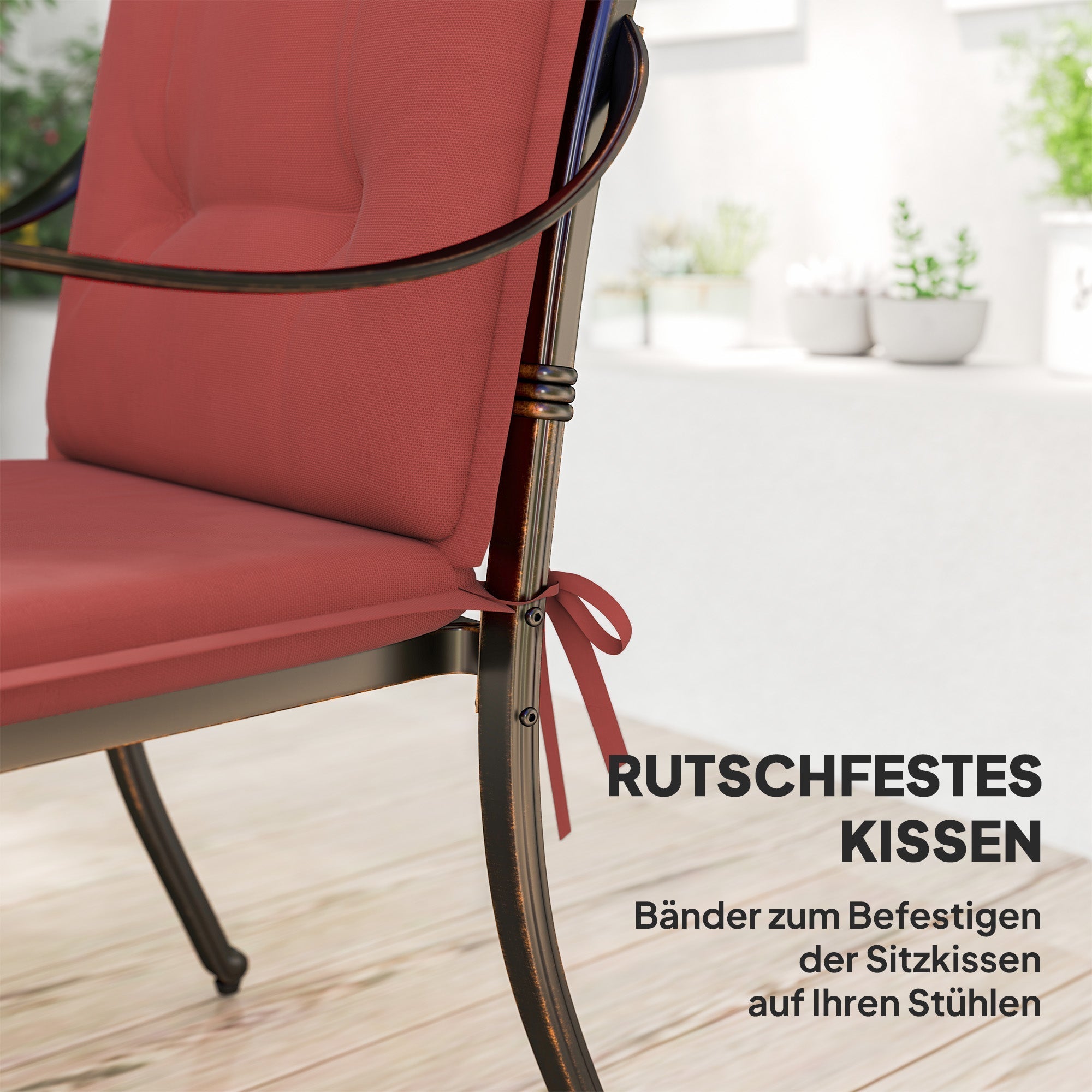 Seat Cushions 108 x 50 x 5 cm with Ties, Outdoor Indoor, Wine Red