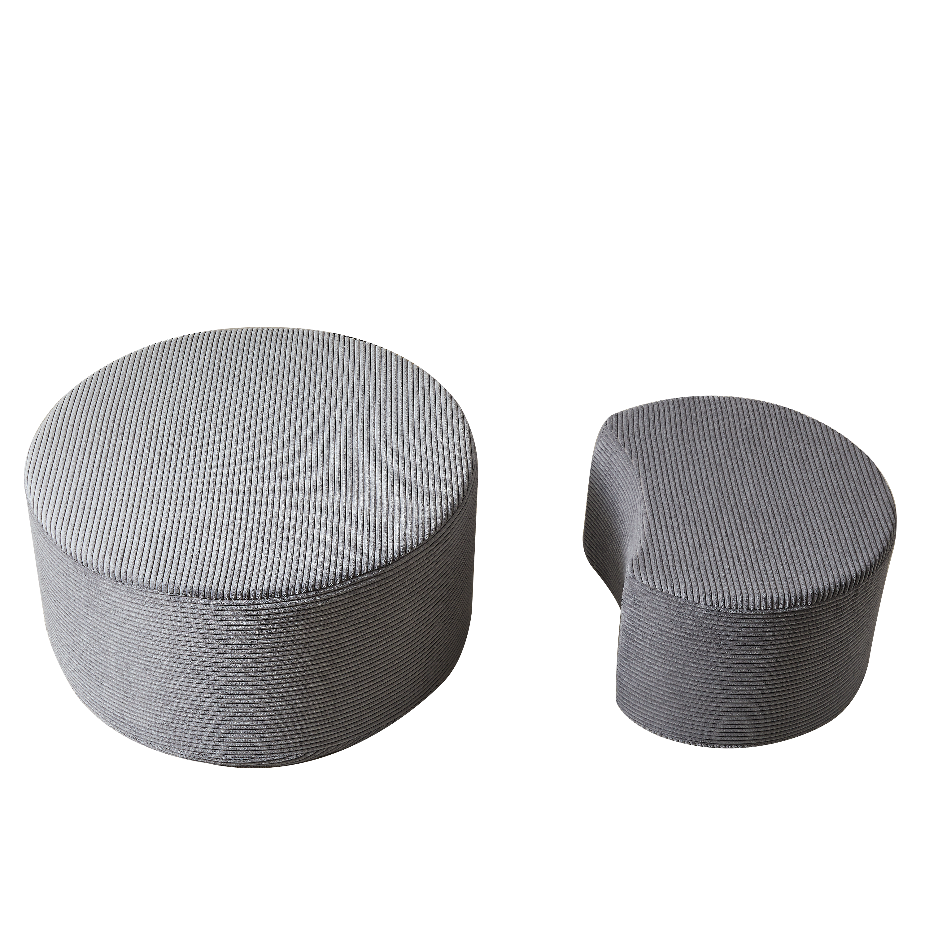 Coffee Table Set, 2-Piece Upholstered Round Foam