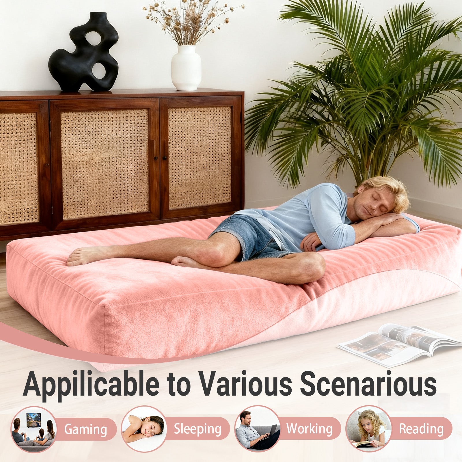 DBC-FENSE Convertible Bean Bag Chair Bed 2-in-1 Lounge Solution