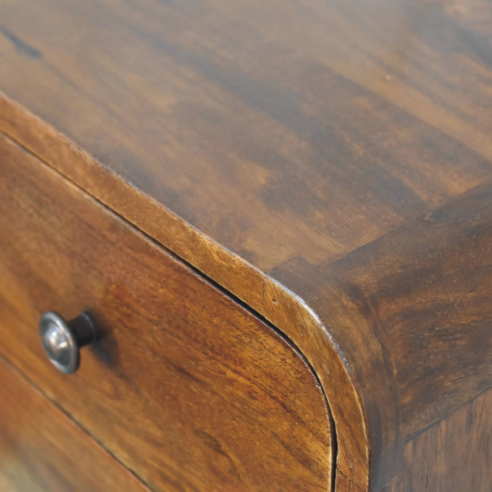 Solid Wood Bedside, 2 Drawers Floating Mini, Dark Brown
