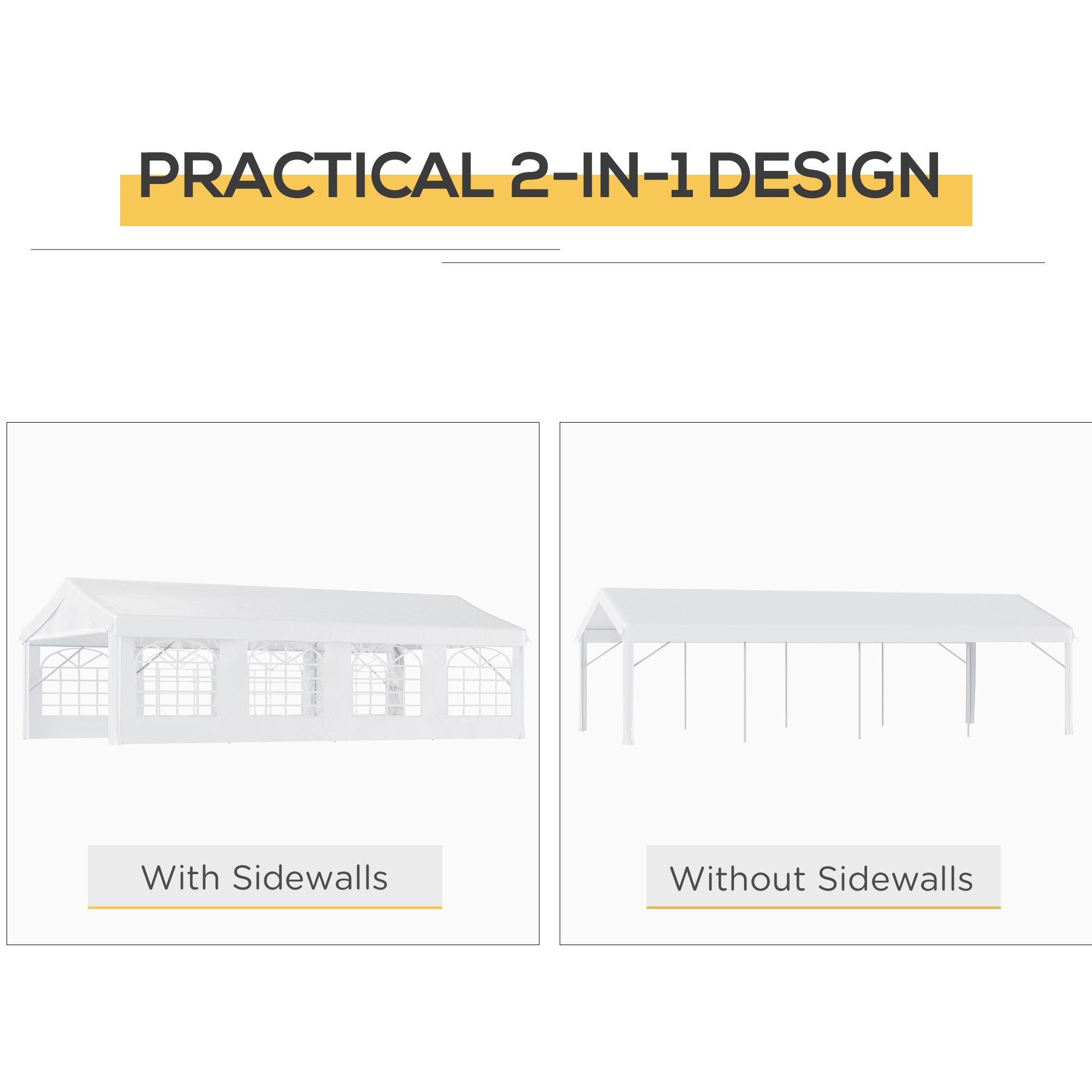 Garden Gazebo Marquee Party Tent 8m x 4m Heavy Duty Steel Waterproof