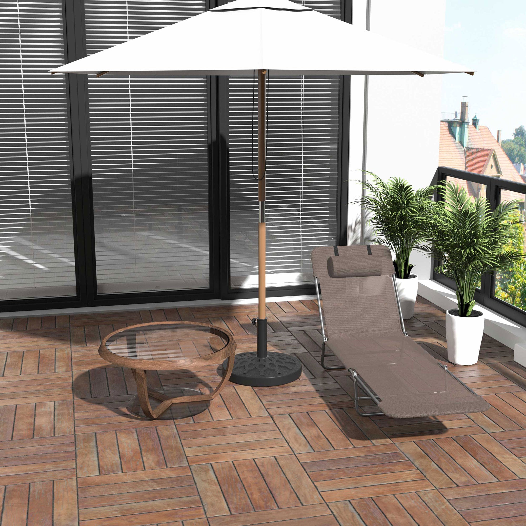 Sun Lounger Folding 2-Legged Weatherproof, Brown
