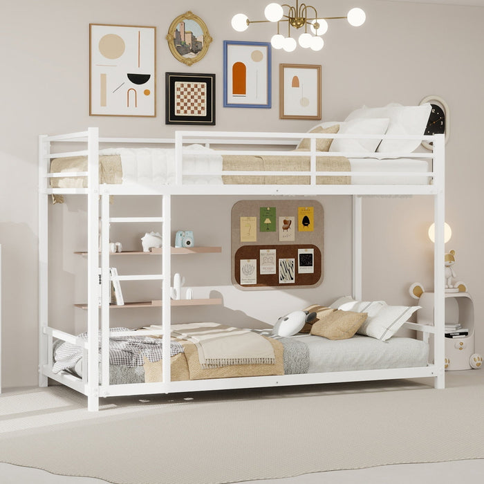 Metal Bunk Bed Twin Single Heavy Stable Low Noise Safety Railing, Metal