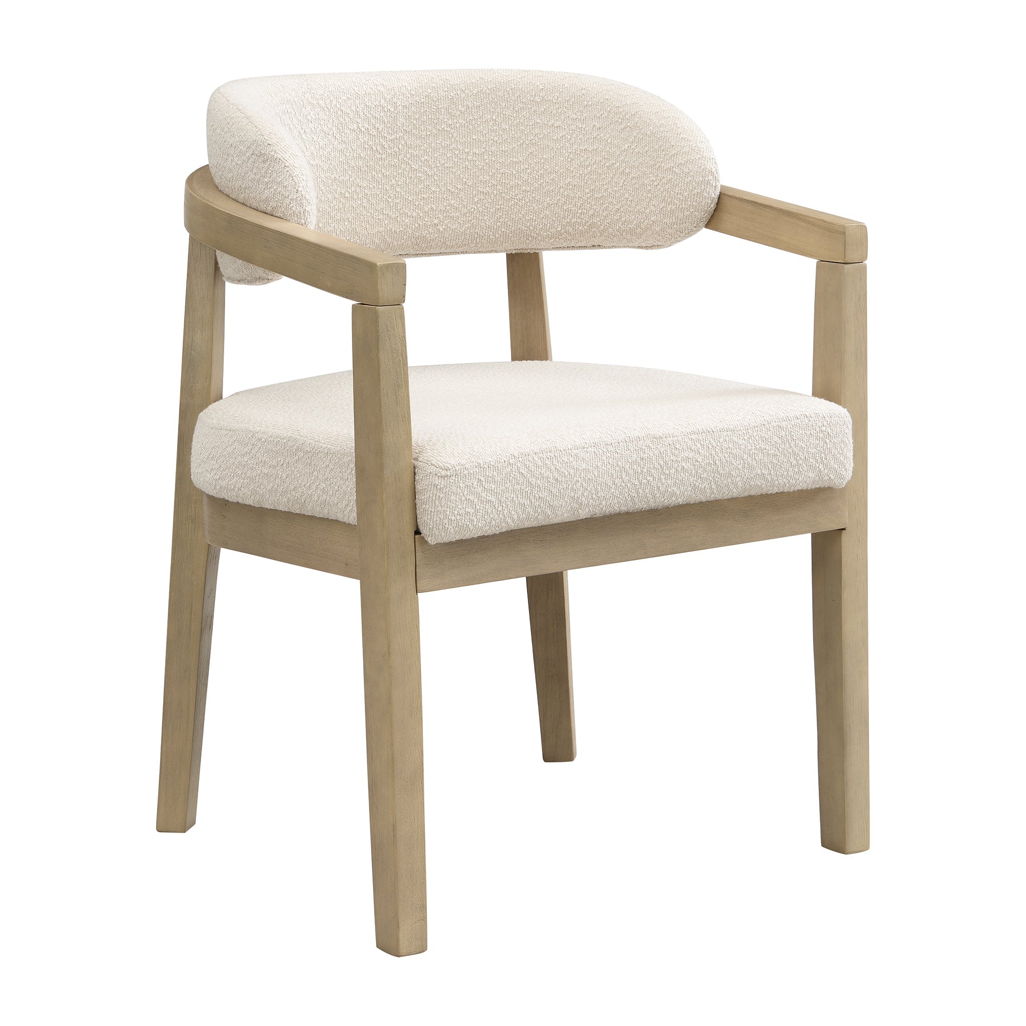 Solid Wood Dining Chairs Set of 4, Modern Comfortable Bouclé Seat, Natural Wood Finish