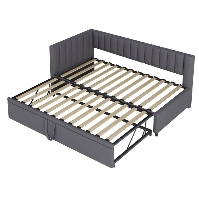 Upholstered Bed 140x200cm Hydraulic Storage USB-C LED Headboard Beige