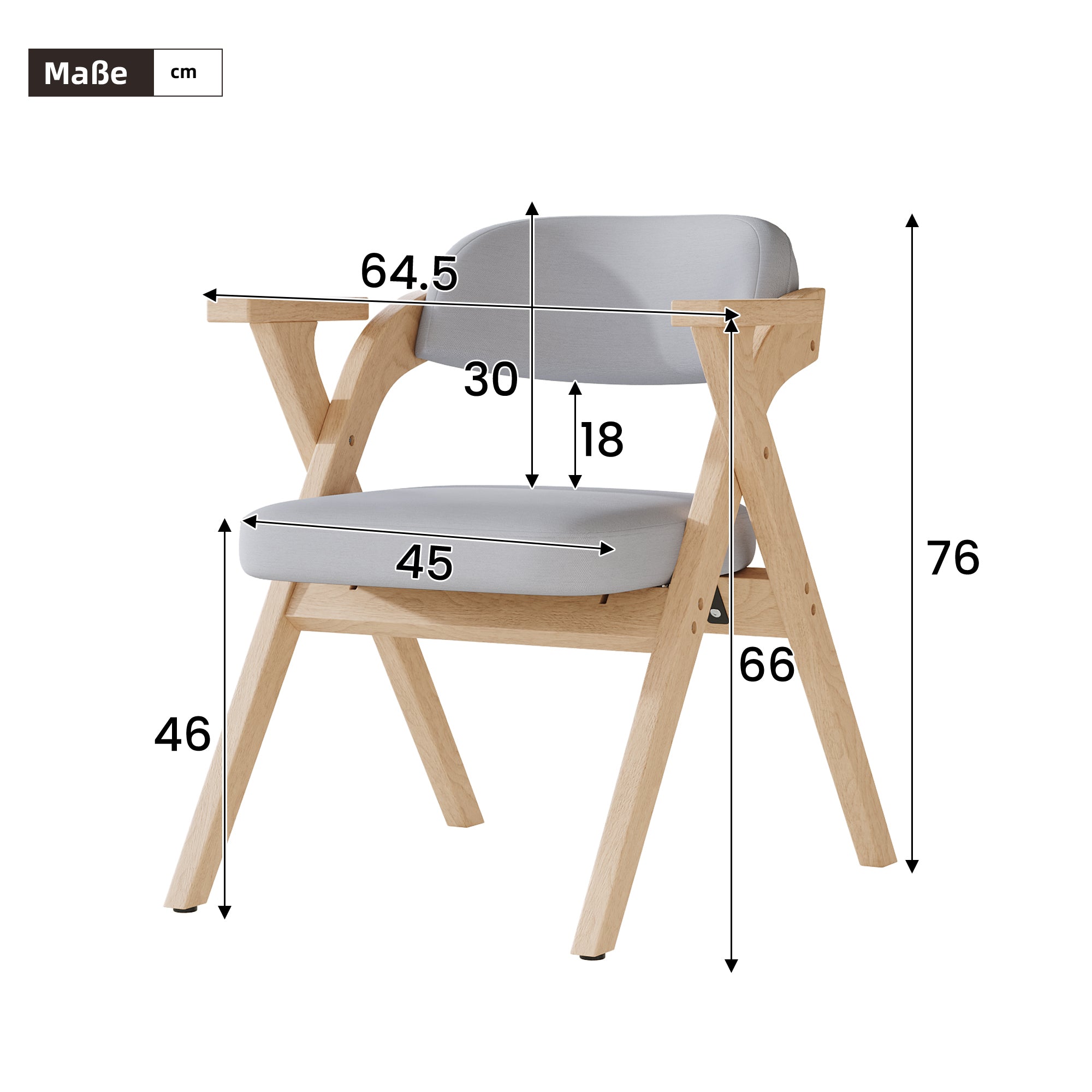Set of 6 Folding Dining Chairs, Solid Wood and Breathable, Grey Linen