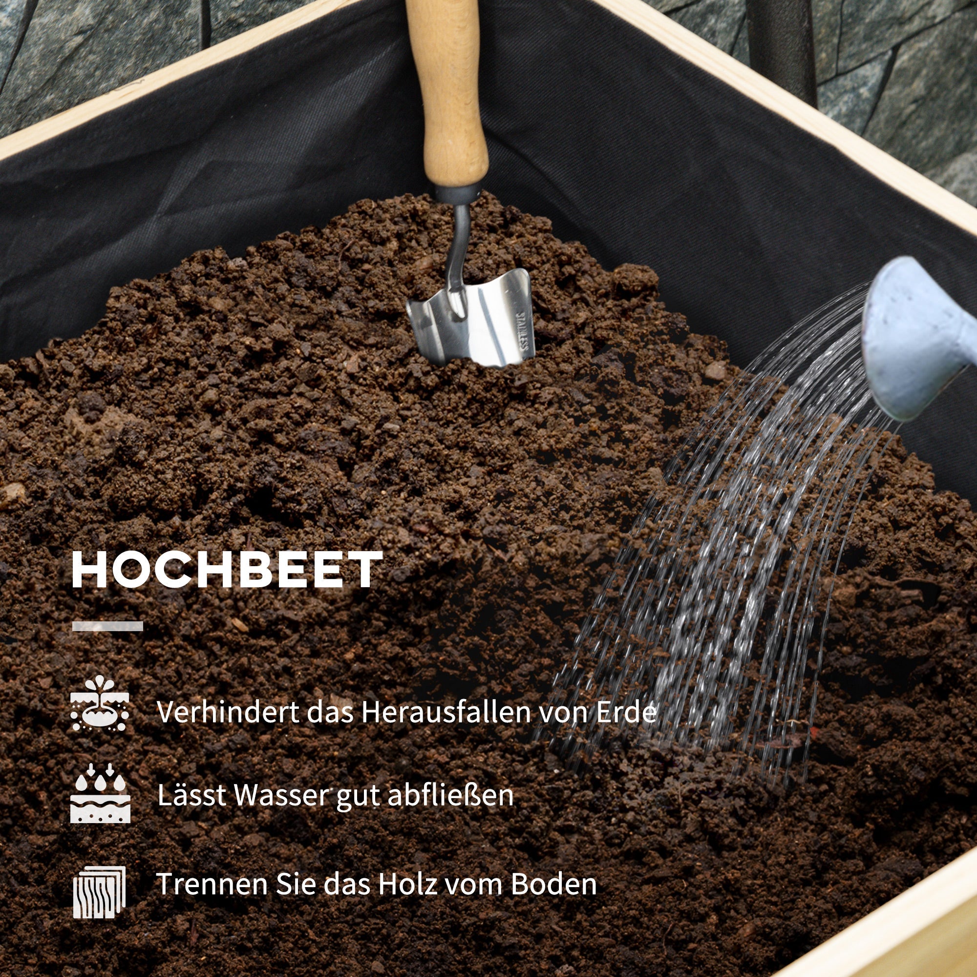 Hochbeet mit Gewächshaus, Frühbeet für Kräuter & Gemüse, Holz Natur/Grün
