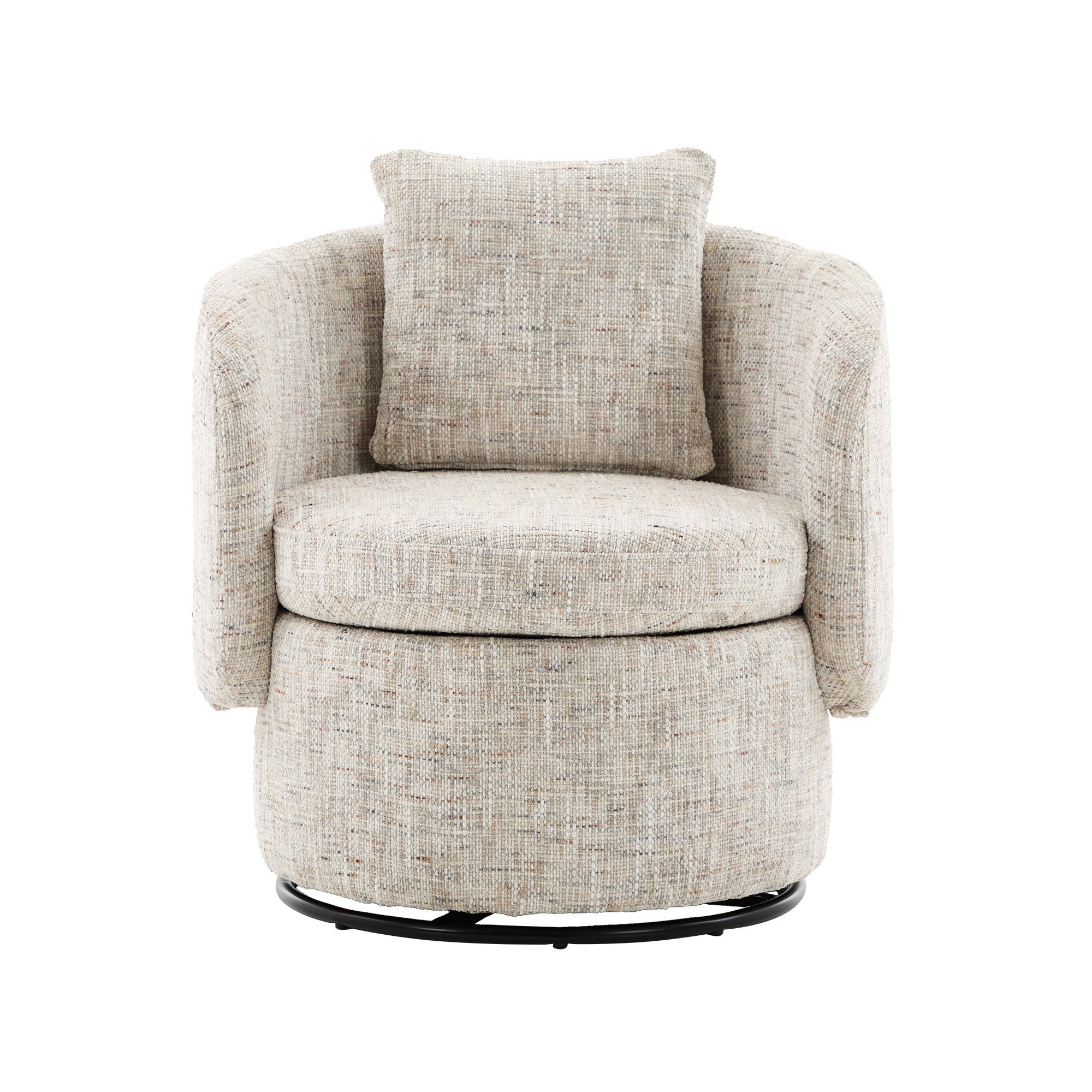 Swivel Accent Chair 360° Rotating Hidden Storage Cushion - Ivory