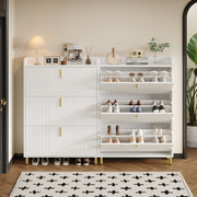 Shoe Cabinets 2-Pack 3-Door 6-Compartment Adjustable Anti-Tip White