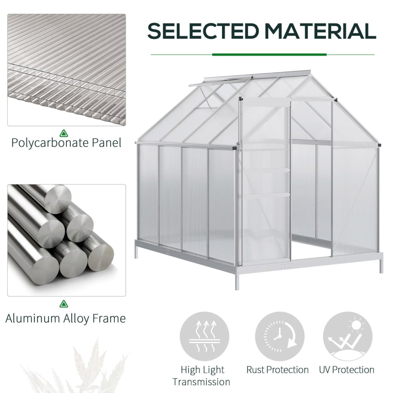 Walk-In Greenhouse, 190 x 253 cm Polycarbonate, Silver-Tone