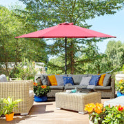 2.8m Garden Parasol Umbrella Round Outdoor Sun Shade Canopy Wine Red