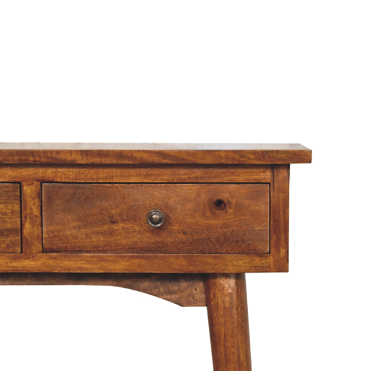 Solid Wood Mini Hallway Console, 2 Drawers, Brown