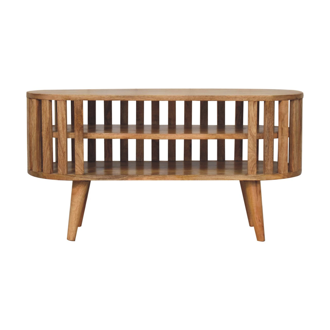 Mini Ariella Media Unit, Solid Mango Wood, Oak-ish Finish