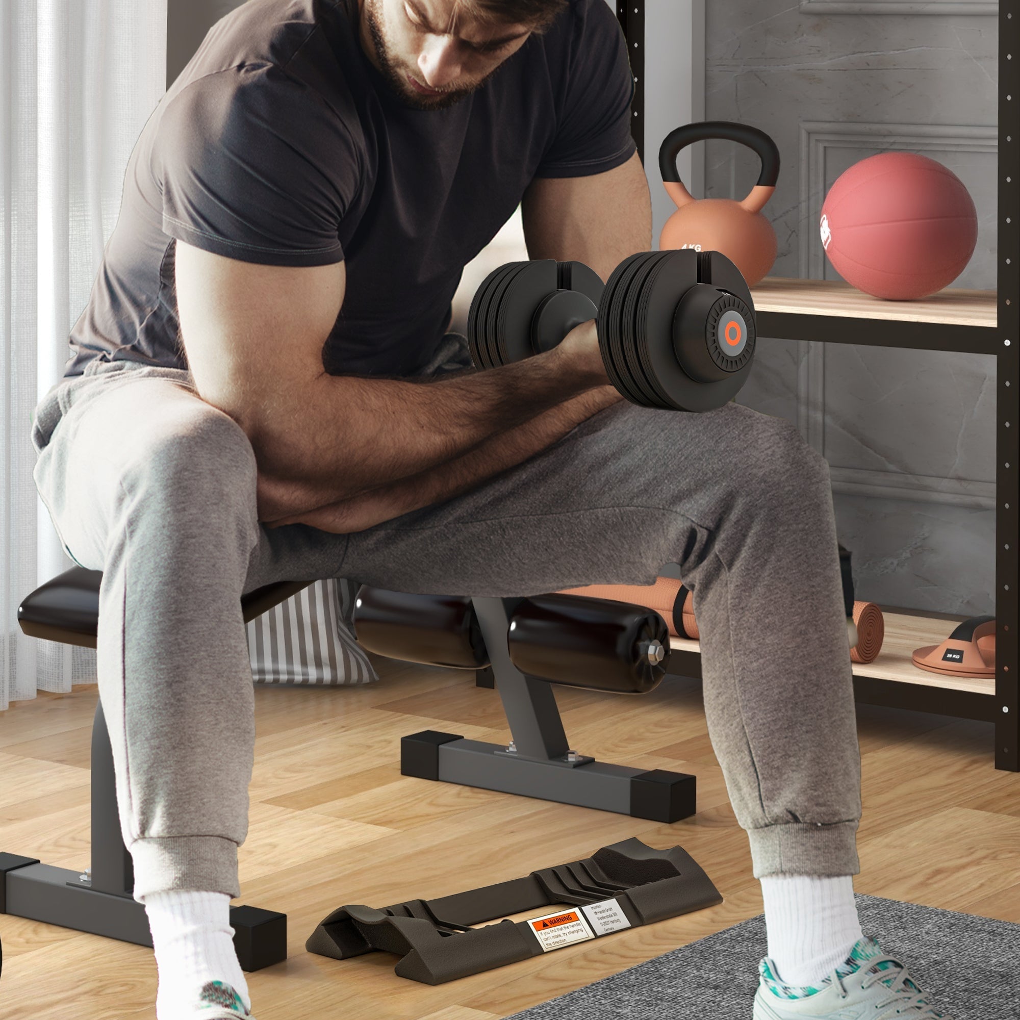 Adjustable Dumbbells 3.5/6/8/10 kg Storage Compartment Non-Slip Handles