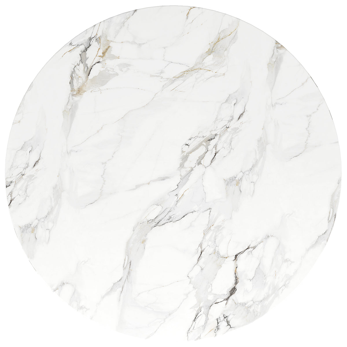 Round Dining Table 80x80cm Marbled Top 4-6 Seater - Black Legs